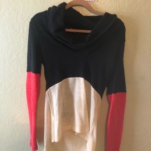 Blacked red and white crew neck sweater